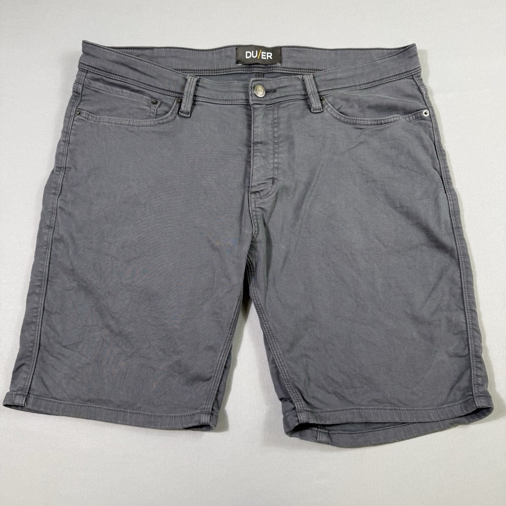 DUER DU/ER Shorts N2X Slim Fit Mens 38 Grey Performance Commuter Stretch Casual